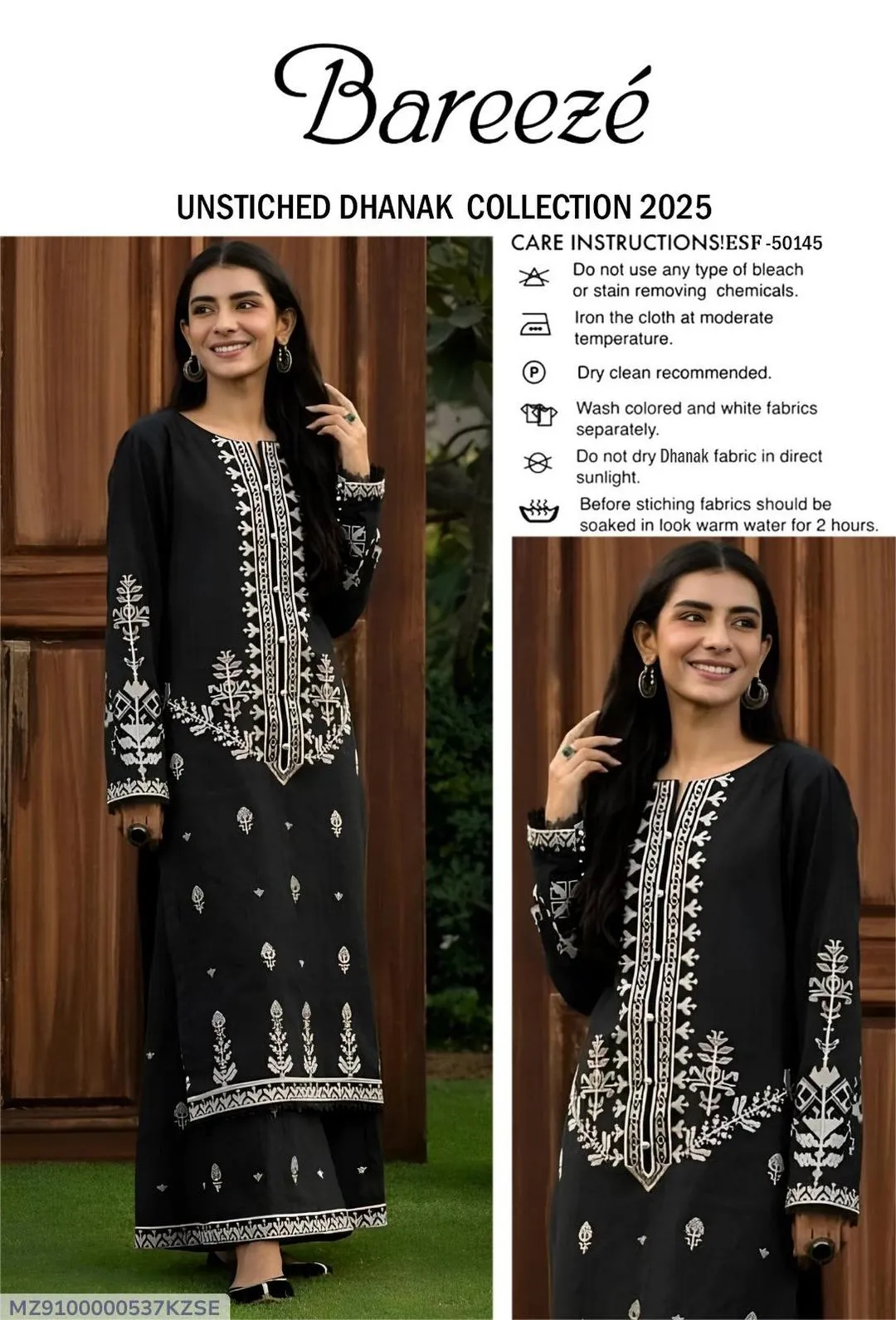 2 Pcs Women's Unstitched Embroidered Suit - Image 4